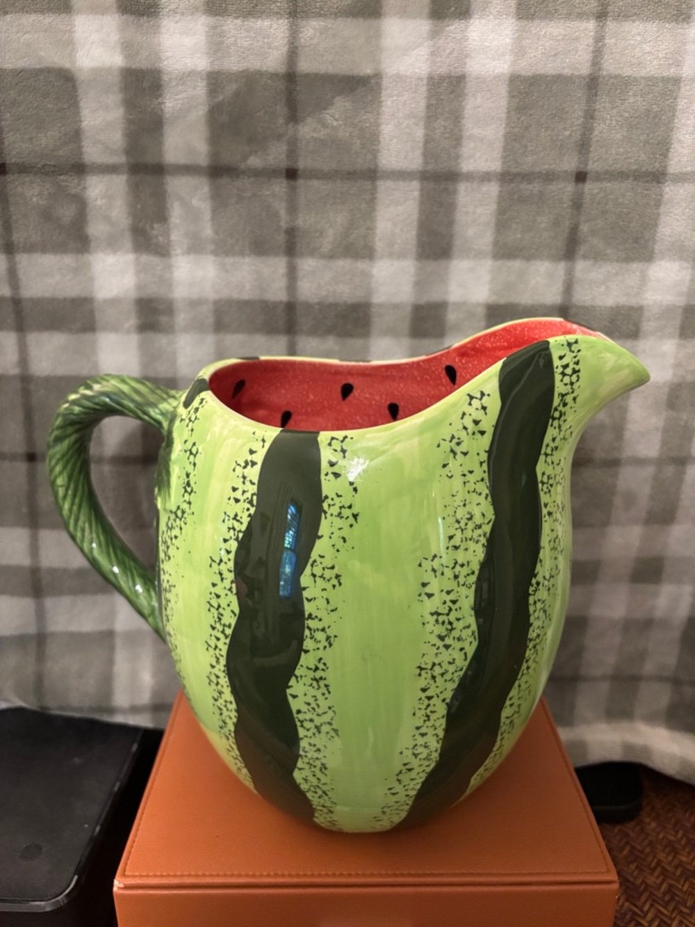 Watermelon Ceramic Pitcher in Green & Red